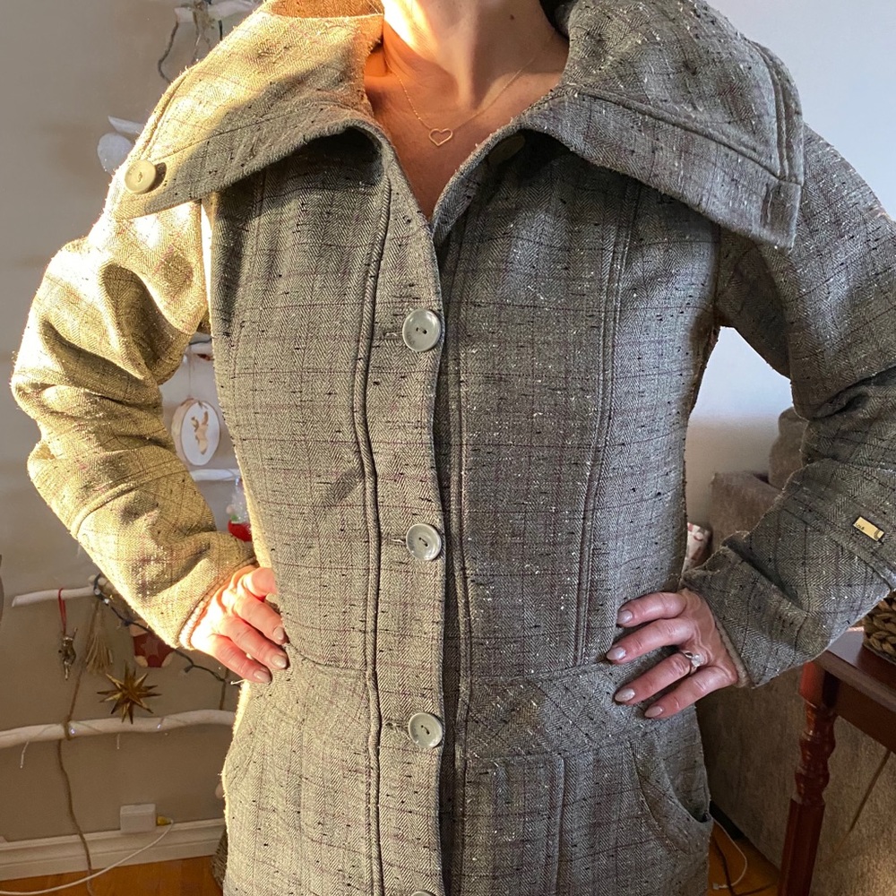 Lole Women's Tweed Button-Front Coat in Heathered Gray